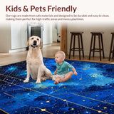 Ultra Soft Area Rug, Non Slip, Stain Resistant, Washable Area Rugs for Living Room, Bedroom, Whimsical Starlit Patterned Appeal(Blue)