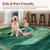 Ultra Soft Area Rug, Non Slip, Stain Resistant, Washable Area Rugs for Living Room, Bedroom, Refreshing Earthy Tones Optical Play(Green)