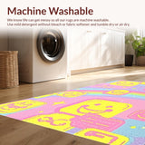 Ultra Soft Area Rug, Non Slip, Stain Resistant, Washable Area Rugs for Living Room, Bedroom, Sunny Pastel Cheerful Design(Pink)