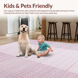 Ultra Soft Area Rug, Non Slip, Stain Resistant, Washable Area Rugs for Living Room, Bedroom, Sleek Solid Mauve Minimalist Aesthetic(Pink)