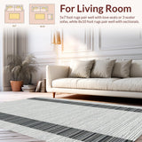 Ultra Soft Area Rug, Non Slip, Stain Resistant, Washable Area Rugs for Living Room, Bedroom, Classic Monochrome Striped Decor Mat With Bold Contrast Linear Design(Black)