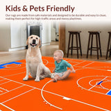 Ultra Soft Area Rug, Non Slip, Stain Resistant, Washable Area Rugs for Living Room, Bedroom, Vibrant Sports Field Theme(Orange)
