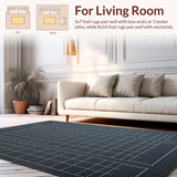 Ultra Soft Area Rug, Non Slip, Stain Resistant, Washable Area Rugs for Living Room, Bedroom, Rustic Gray Trellis Inspired Motif(Gray)