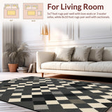 Ultra Soft Area Rug, Non Slip, Stain Resistant, Washable Area Rugs for Living Room, Bedroom, Contemporary Monochrome Diamond Style(Beige)