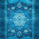 Ultra Soft Area Rug, Non Slip, Stain Resistant, Washable Area Rugs for Living Room, Bedroom, Elegant Faded Bedroom Non-Slip Soft Rug(Blue)