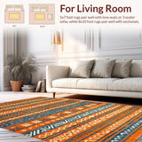 Ultra Soft Area Rug, Non Slip, Stain Resistant, Washable Area Rugs for Living Room, Bedroom, Modern Ethnic Tiled Design(Orange)