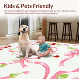 Ultra Soft Area Rug, Non Slip, Stain Resistant, Washable Area Rugs for Living Room, Bedroom, Girly Cherry Ribbon Bowknot Delight Carpet(White)