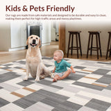 Ultra Soft Area Rug, Non Slip, Stain Resistant, Washable Area Rugs for Living Room, Bedroom, Modern Entryway Geometric Gray & Beige Design(Gray)