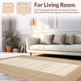 Ultra Soft Area Rug, Non Slip, Stain Resistant, Washable Area Rugs for Living Room, Bedroom, Distinctive Cozy Natural Design(Beige)