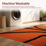 Ultra Soft Area Rug, Non Slip, Stain Resistant, Washable Area Rugs for Living Room, Bedroom, Chic Athletic Motif Ensemble(Orange)
