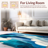 Ultra Soft Area Rug, Non Slip, Stain Resistant, Washable Area Rugs for Living Room, Bedroom, Oceanic Swirl Vision Area Rug Contemporary Beach Theme Funky Floor Covering(Blue)