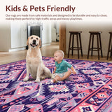 Ultra Soft Area Rug, Non Slip, Stain Resistant, Washable Area Rugs for Living Room, Bedroom, Colorful Southwestern Inspired Elegance(Purple)