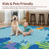 Ultra Soft Area Rug, Non Slip, Stain Resistant, Washable Area Rugs for Living Room, Bedroom, Whimsical ABC Rug:  Educational Play Mat for Toddlers(Blue)