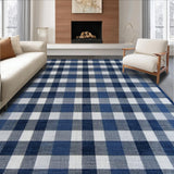 Modern Transitional Blue Gray Check(Blue)