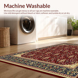 Ultra Soft Area Rug, Non Slip, Stain Resistant, Washable Area Rugs for Living Room, Bedroom, Vintage Geometric(Red)
