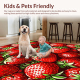 Ultra Soft Area Rug, Non Slip, Stain Resistant, Washable Area Rugs for Living Room, Bedroom, Cheerful Fruit-Shaped Decorative Piece(Red)