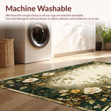 Ultra Soft Area Rug, Non Slip, Stain Resistant, Washable Area Rugs for Living Room, Bedroom, Sophisticated Nature-Inspired Geometric Style(White)
