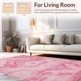 Ultra Soft Area Rug, Non Slip, Stain Resistant, Washable Area Rugs for Living Room, Bedroom, Whimsical Stylish Textured Layers(Pink)