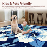 Ultra Soft Area Rug, Non Slip, Stain Resistant, Washable Area Rugs for Living Room, Bedroom, Rustic Surf-Inspired Aesthetic(Blue)