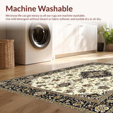 Ultra Soft Area Rug, Non Slip, Stain Resistant, Washable Area Rugs for Living Room, Bedroom, Classic Vintage Botanical Motif(Beige)