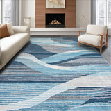 Ultra Soft Area Rug, Non Slip, Stain Resistant, Washable Area Rugs for Living Room, Bedroom, Rustic Neutral Geometric Ensemble(Blue)