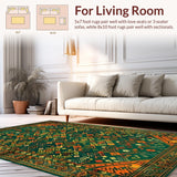Ultra Soft Area Rug, Non Slip, Stain Resistant, Washable Area Rugs for Living Room, Bedroom, Rustic Vibrant Striped Texture(Green)