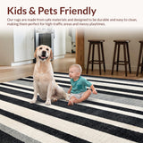 Ultra Soft Area Rug, Non Slip, Stain Resistant, Washable Area Rugs for Living Room, Bedroom, Monochrome Striped Floor Covering With Contemporary Geometric Lines Rug(Gray)