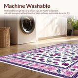 Ultra Soft Area Rug, Non Slip, Stain Resistant, Washable Area Rugs for Living Room, Bedroom, Rustic Earthy Floral Patterns(White)