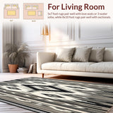 Ultra Soft Area Rug, Non Slip, Stain Resistant, Washable Area Rugs for Living Room, Bedroom, Desert Shadow Native Inspired Geometric Area With Tribal Accents(Black)