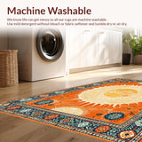 Ultra Soft Area Rug, Non Slip, Stain Resistant, Washable Area Rugs for Living Room, Bedroom, Rustic Soft Pastel Circular Design(Orange)