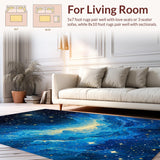 Ultra Soft Area Rug, Non Slip, Stain Resistant, Washable Area Rugs for Living Room, Bedroom, Dynamic Galactic Swirl Design(Blue)