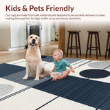 Ultra Soft Area Rug, Non Slip, Stain Resistant, Washable Area Rugs for Living Room, Bedroom, Minimalist Structured Decor Style(Gray)