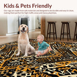 Ultra Soft Area Rug, Non Slip, Stain Resistant, Washable Area Rugs for Living Room, Bedroom, Contemporary Chic Cheetah Motif(Black)