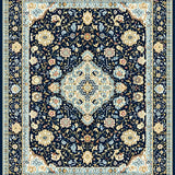 Ultra Soft Area Rug, Non Slip, Stain Resistant, Washable Area Rugs for Living Room, Bedroom, Chic Geometric Floral Arrangement(Blue)