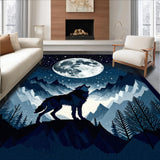Ultra Soft Area Rug, Non Slip, Stain Resistant, Washable Area Rugs for Living Room, Bedroom, Soft Gray Animal Silhouette Design(Blue)