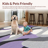 Ultra Soft Area Rug, Non Slip, Stain Resistant, Washable Area Rugs for Living Room, Bedroom, Abstract Grey Purple Elegance(Purple)