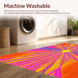 Ultra Soft Area Rug, Non Slip, Stain Resistant, Washable Area Rugs for Living Room, Bedroom, Modern Circular Sunburst Aesthetic(Orange)