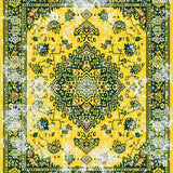 Ultra Soft Area Rug, Non Slip, Stain Resistant, Washable Area Rugs for Living Room, Bedroom, Eclectic Vibrant Leafy Motif(Yellow)