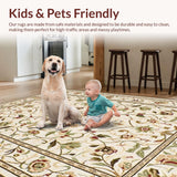 Ultra Soft Area Rug, Non Slip, Stain Resistant, Washable Area Rugs for Living Room, Bedroom, Rustic Earthy Floral Arrangement(Beige)