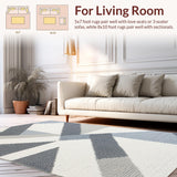 Ultra Soft Area Rug, Non Slip, Stain Resistant, Washable Area Rugs for Living Room, Bedroom, Contemporary White and Gray Kitchen Easy-Clean Rug(Gray)