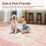 Ultra Soft Area Rug, Non Slip, Stain Resistant, Washable Area Rugs for Living Room, Bedroom, Floral Area Bohemian Flair Modern Home Decor Pink & Beige(Pink)