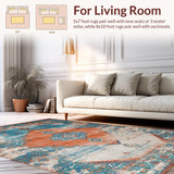 Ultra Soft Area Rug, Non Slip, Stain Resistant, Washable Area Rugs for Living Room, Bedroom, Vibrant Rustic Trellis Arrangement(Blue)