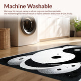 Ultra Soft Area Rug, Non Slip, Stain Resistant, Washable Area Rugs for Living Room, Bedroom, Black and White Minimalist Yoga Room Floor Rug(Black)