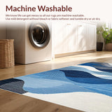 Ultra Soft Area Rug, Non Slip, Stain Resistant, Washable Area Rugs for Living Room, Bedroom, Modern Geometric Blue Hues(Blue)
