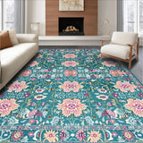 Ultra Soft Area Rug, Non Slip, Stain Resistant, Washable Area Rugs for Living Room, Bedroom, Contemporary Light Pink Ogee Pattern(Blue)