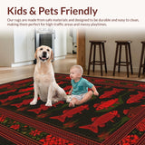 Ultra Soft Area Rug, Non Slip, Stain Resistant, Washable Area Rugs for Living Room, Bedroom, Vibrant Outdoor-Inspired Motif(Black)