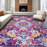 Ultra Soft Area Rug, Non Slip, Stain Resistant, Washable Area Rugs for Living Room, Bedroom, Eclectic Colorful Floral Design(Purple)