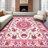 Ultra Soft Area Rug, Non Slip, Stain Resistant, Washable Area Rugs for Living Room, Bedroom, Modern Pastel Floral Fusion(White)