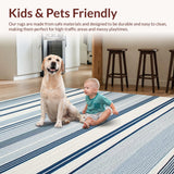 Ultra Soft Area Rug, Non Slip, Stain Resistant, Washable Area Rugs for Living Room, Bedroom, Artisanal Textured Stripe Elegance(Blue)
