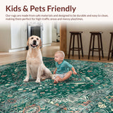 Ultra Soft Area Rug, Non Slip, Stain Resistant, Washable Area Rugs for Living Room, Bedroom, Elegant Distressed Geometric Style(Green)